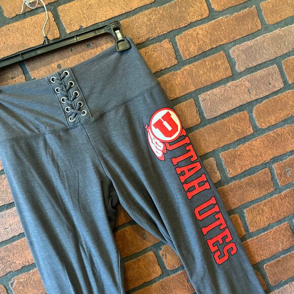VS Pink University of Utah Utes Grey Collegiate Leggings Small Buttery Soft - Picture 3 of 13
